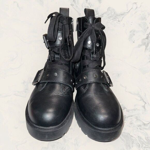 UGG Black Ankle Boots with Buckle Detail - Picture 2 of 8